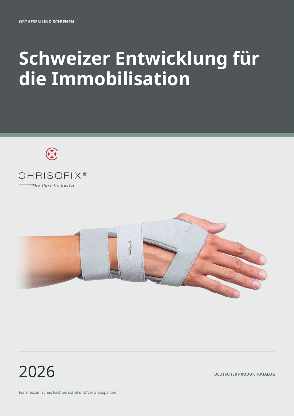 Titelseite des deutschen Chrisofix® Produktkatalogs 2026