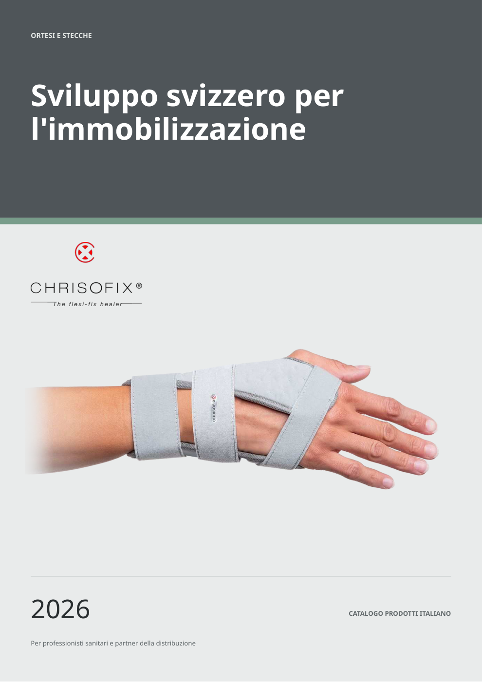 Copertina del catalogo prodotti Chrisofix® 2026 in italiano